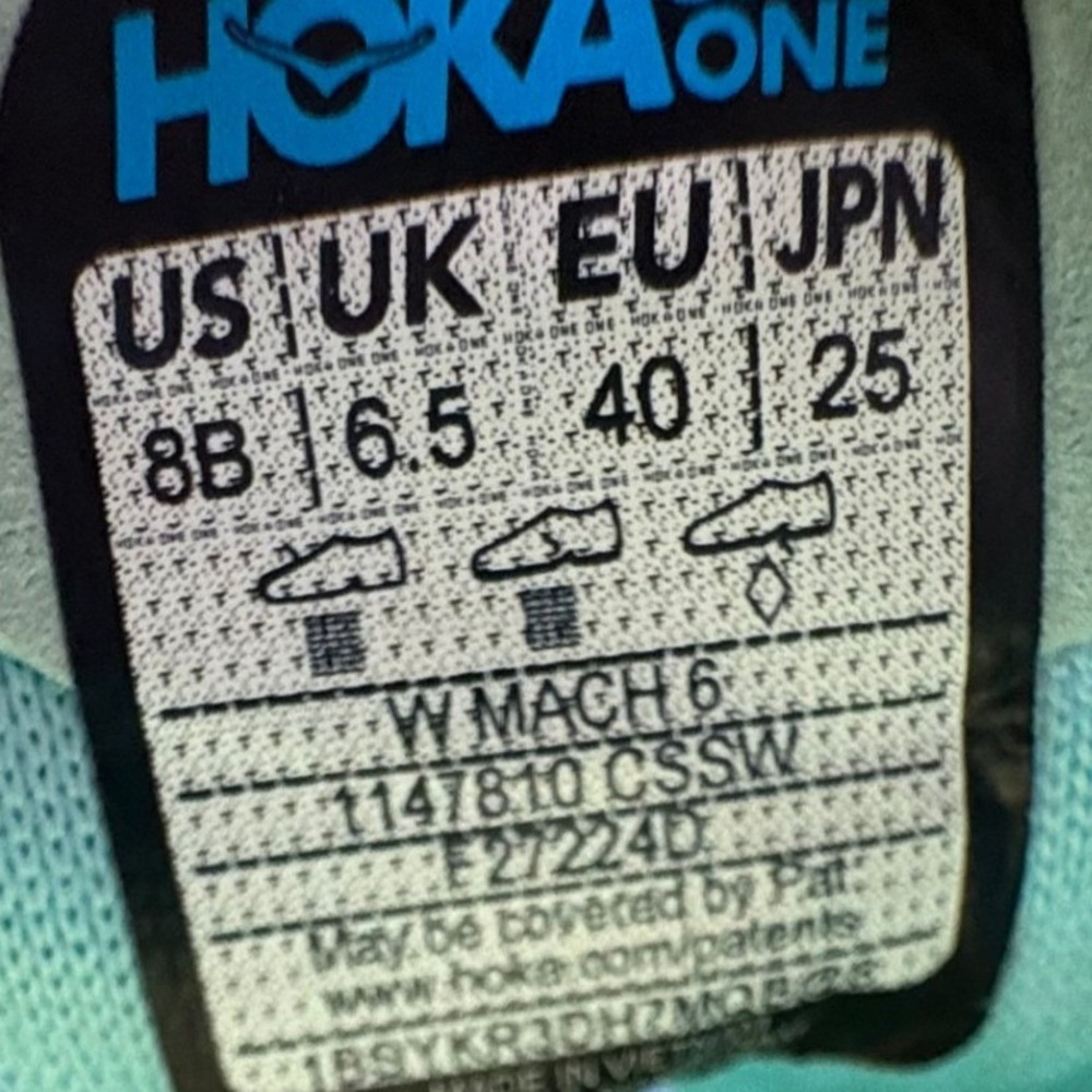 Hoka Mach 6 Size 8 Women's Blue White Athletic Running Shoes 1147810 CSSW - Picture 8 of 8